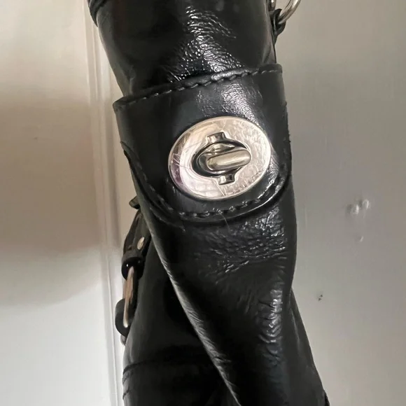 Coach Black Leather Shoulder Bag with Silver Accents - Picture 5 of 7